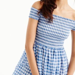 J.Crew Gingham Off Shoulder Smock Beach Dress XS